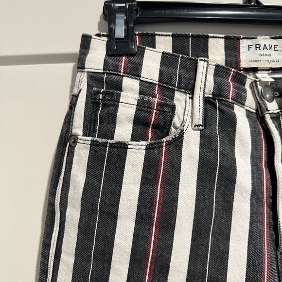 FRAME Denim Le Sylvie Slender Straight High Rise Band Stripe Jeans - Picture 5 of 5